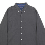 TOMMY HILFIGER Mens Grey Button Down Shirt L Classic Cotton Long Sleeve