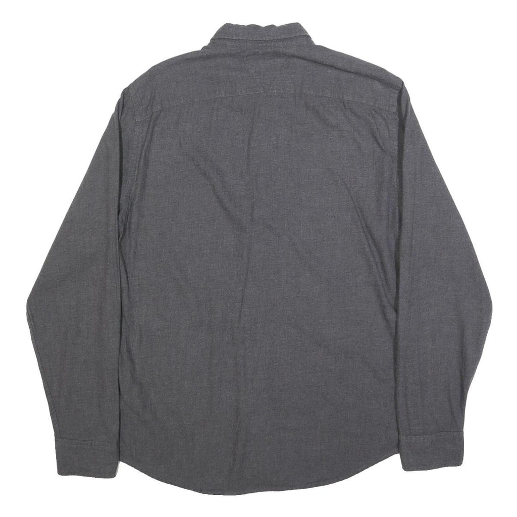 TOMMY HILFIGER Mens Grey Button Down Shirt L Classic Cotton Long Sleeve