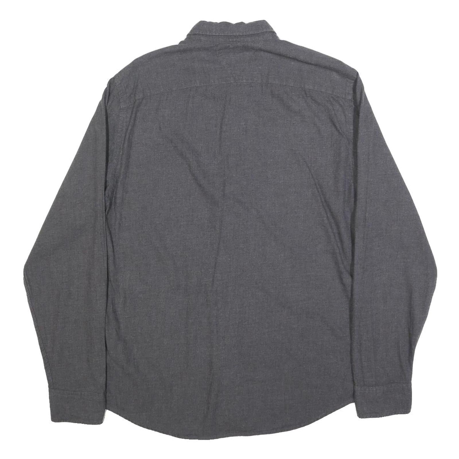 TOMMY HILFIGER Mens Grey Button Down Shirt L Classic Cotton Long Sleeve