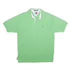 TOMMY HILFIGER Mens Green Short Sleeve Polo Shirt L Cotton Classic Fit
