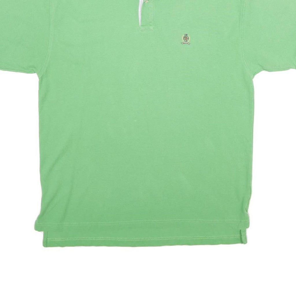 TOMMY HILFIGER Mens Green Short Sleeve Polo Shirt L Cotton Classic Fit