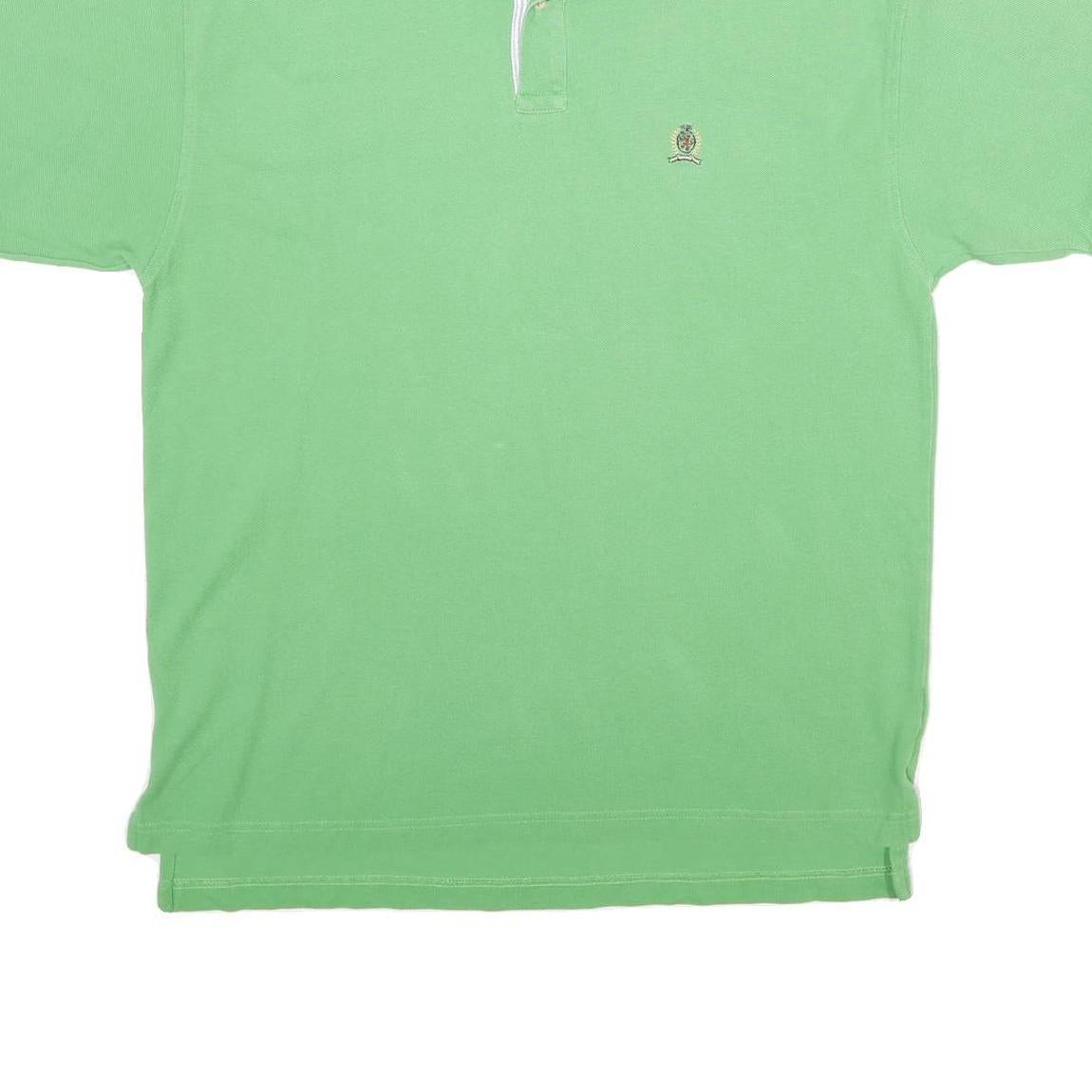 TOMMY HILFIGER Mens Green Short Sleeve Polo Shirt L Cotton Classic Fit