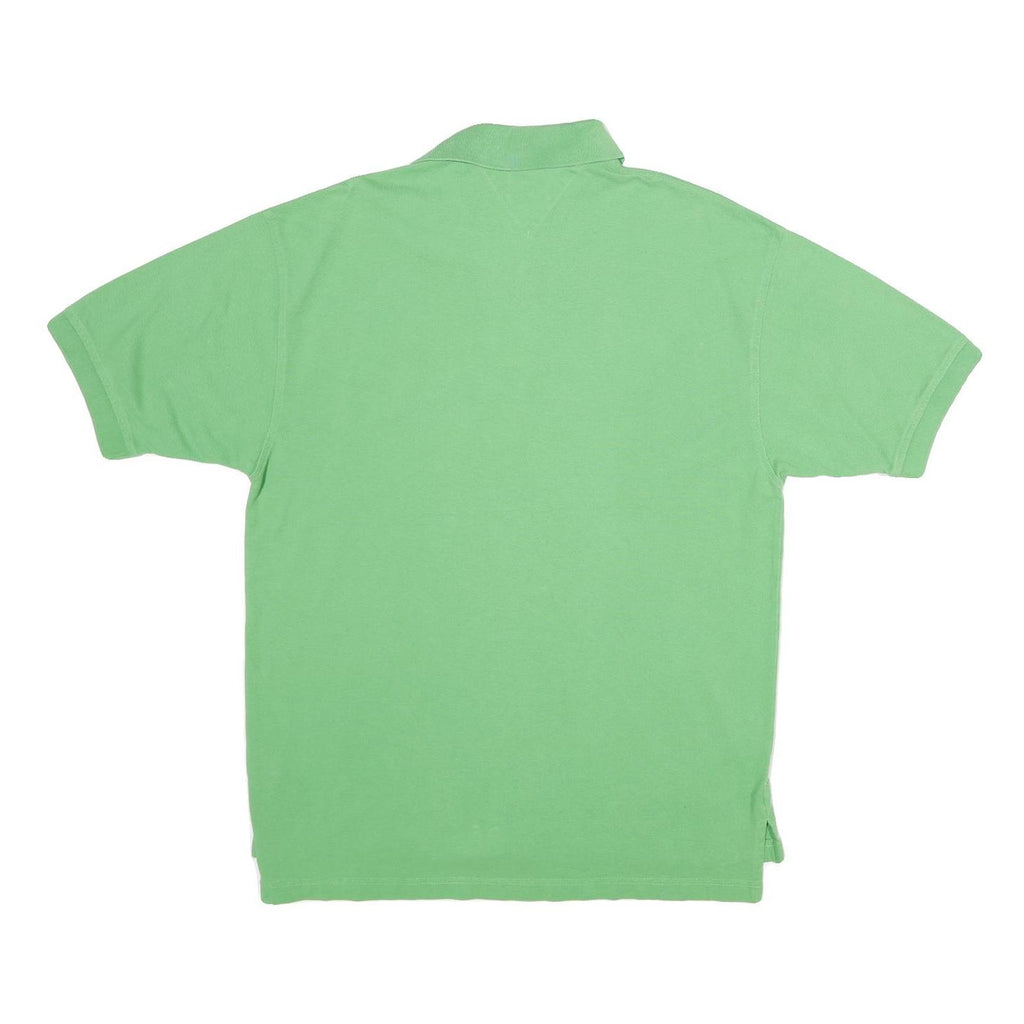 TOMMY HILFIGER Mens Green Short Sleeve Polo Shirt L Cotton Classic Fit
