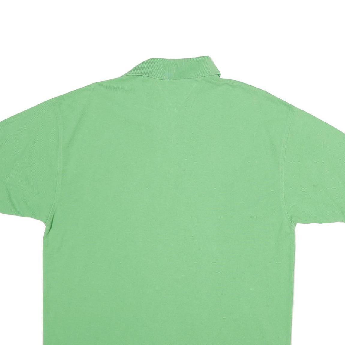 TOMMY HILFIGER Mens Green Short Sleeve Polo Shirt L Cotton Classic Fit