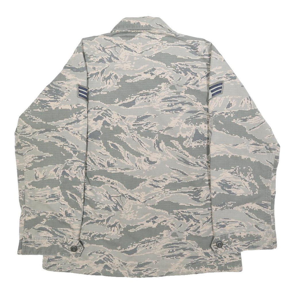 Womens Beige Camouflage Military Cotton Blend Jacket M Button Closure Plain