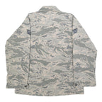 Womens Beige Camouflage Military Cotton Blend Jacket M Button Closure Plain