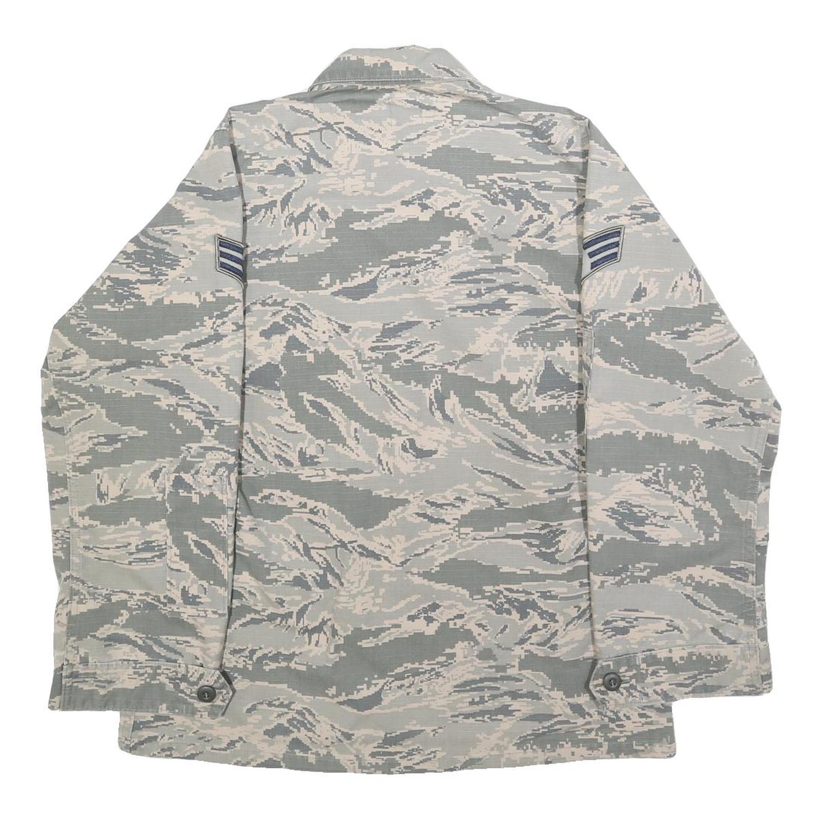 Womens Beige Camouflage Military Cotton Blend Jacket M Button Closure Plain