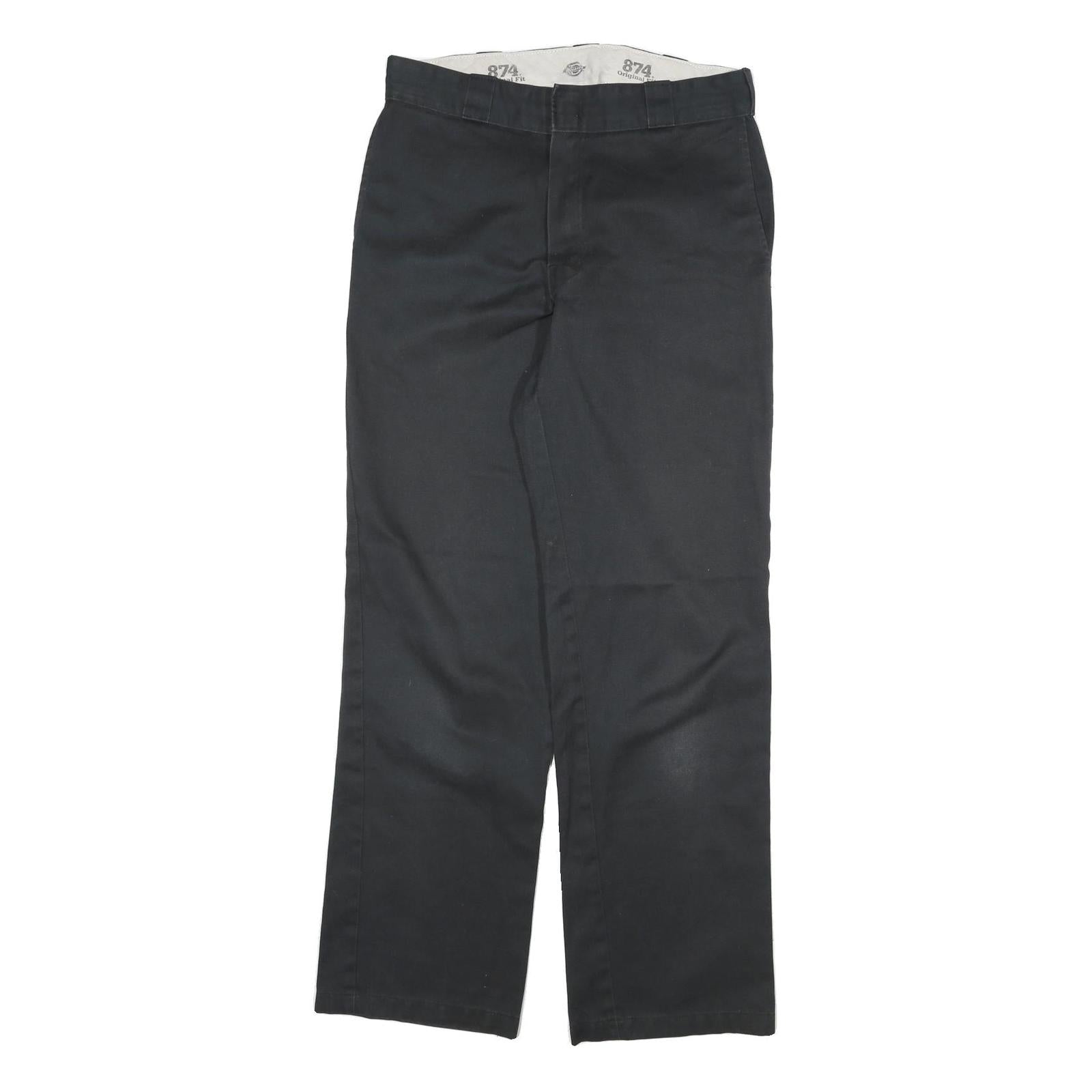 DICKIES Mens Cotton Blend Black Regular Fit Straight Trousers W30 L30 Workwear