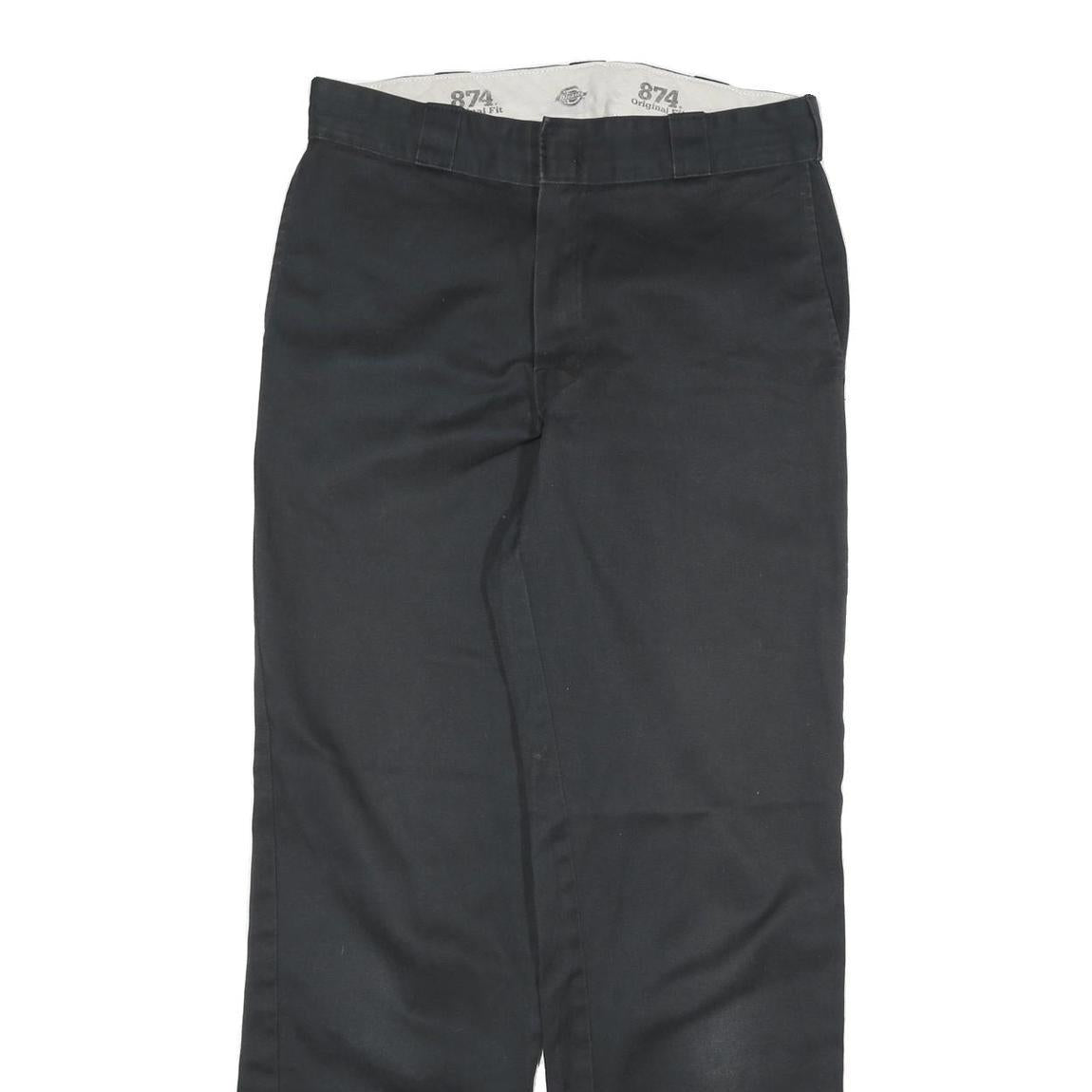 DICKIES Mens Cotton Blend Black Regular Fit Straight Trousers W30 L30 Workwear