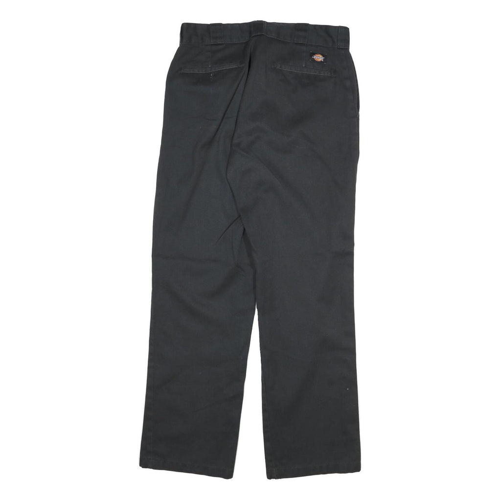 DICKIES Mens Cotton Blend Black Regular Fit Straight Trousers W30 L30 Workwear