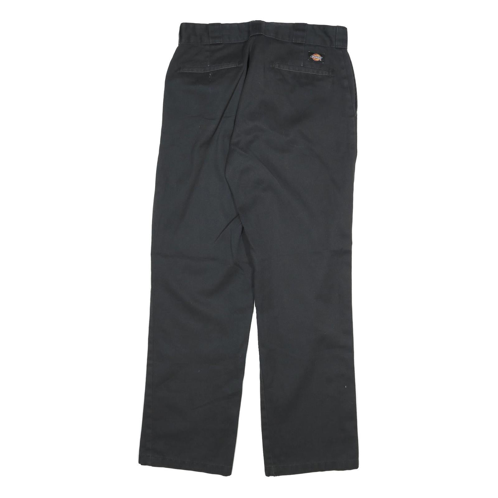 DICKIES Mens Cotton Blend Black Regular Fit Straight Trousers W30 L30 Workwear