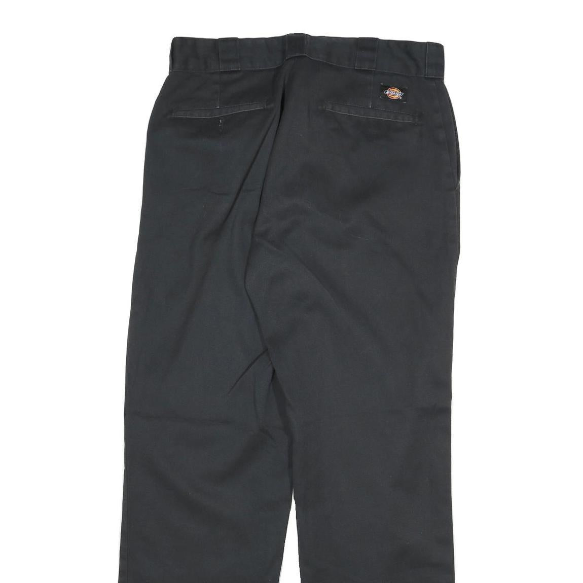 DICKIES Mens Cotton Blend Black Regular Fit Straight Trousers W30 L30 Workwear