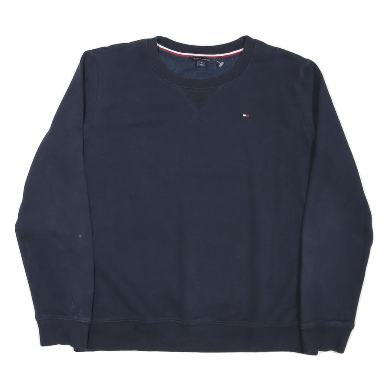 TOMMY HILFIGER Womens Navy Blue Crew Neck M Sweatshirt Logo Cotton Blend