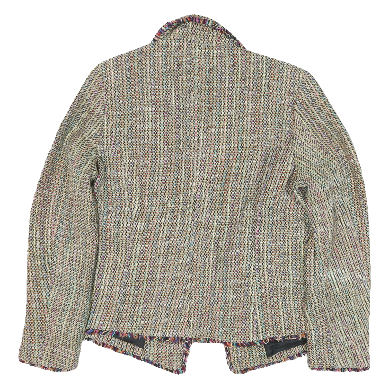 SILKLAND Womens Beige Multicolour Button Jacket M Silk Tweed Frayed Edges