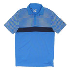 UNDER ARMOUR Mens Blue & Grey Striped Short Sleeve Polo Shirt S Performance