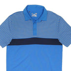UNDER ARMOUR Mens Blue & Grey Striped Short Sleeve Polo Shirt S Performance
