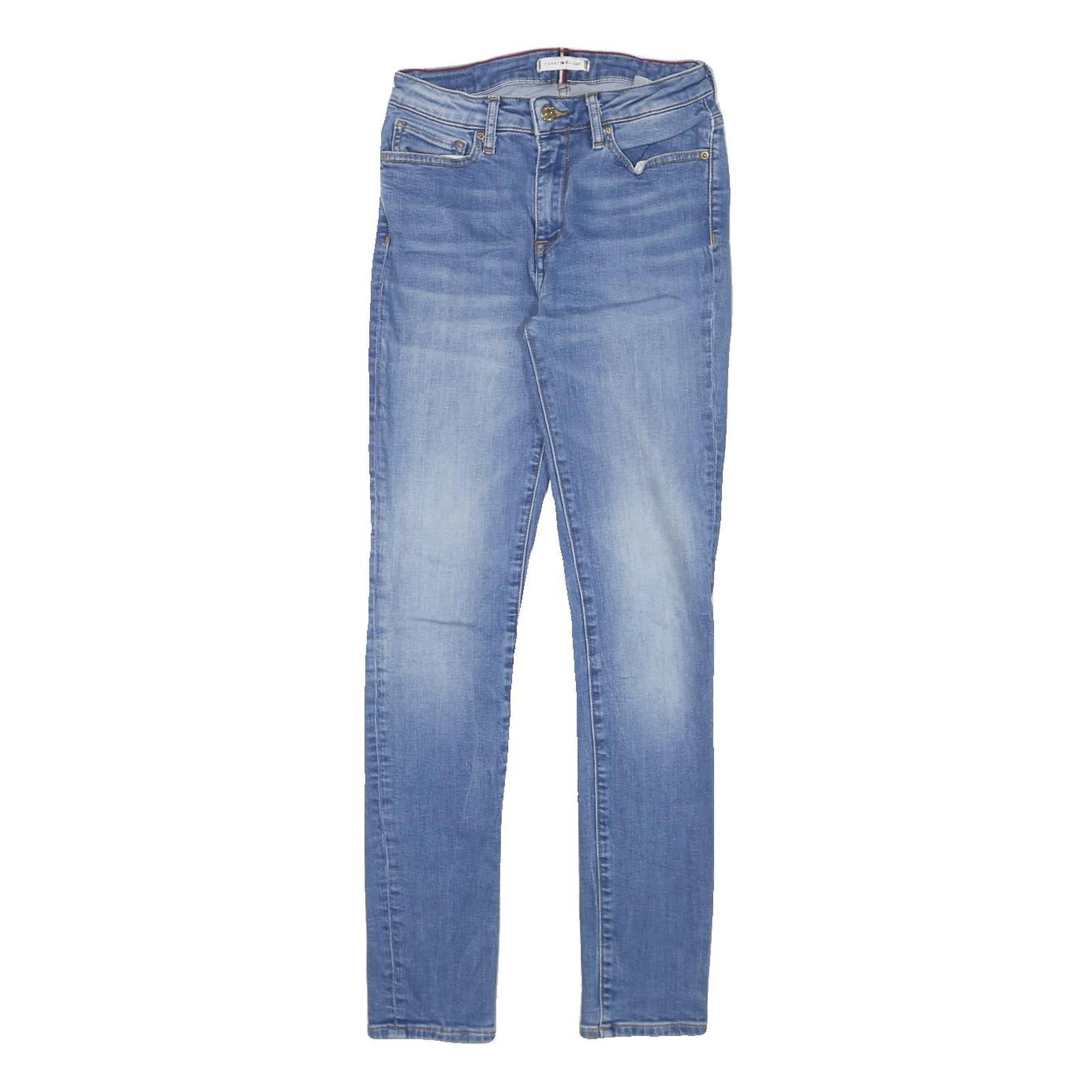 TOMMY HILFIGER Womens Jeans Blue Slim Skinny Denim Light W24 L28 Stylish Zip