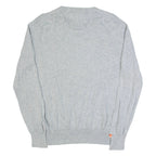 SUPERDRY Womens Jumper Grey V-Neck Tight Knit 2XL