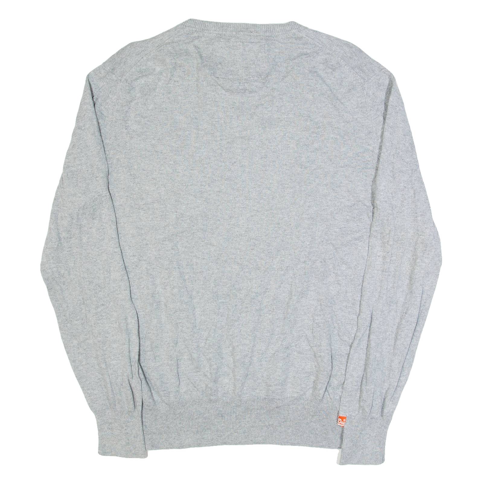 SUPERDRY Womens Jumper Grey V-Neck Tight Knit 2XL