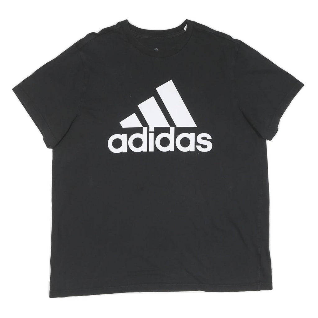ADIDAS Mens Black Cotton Graphic T-Shirt XL Short Sleeve Crew Neck Sports Logo
