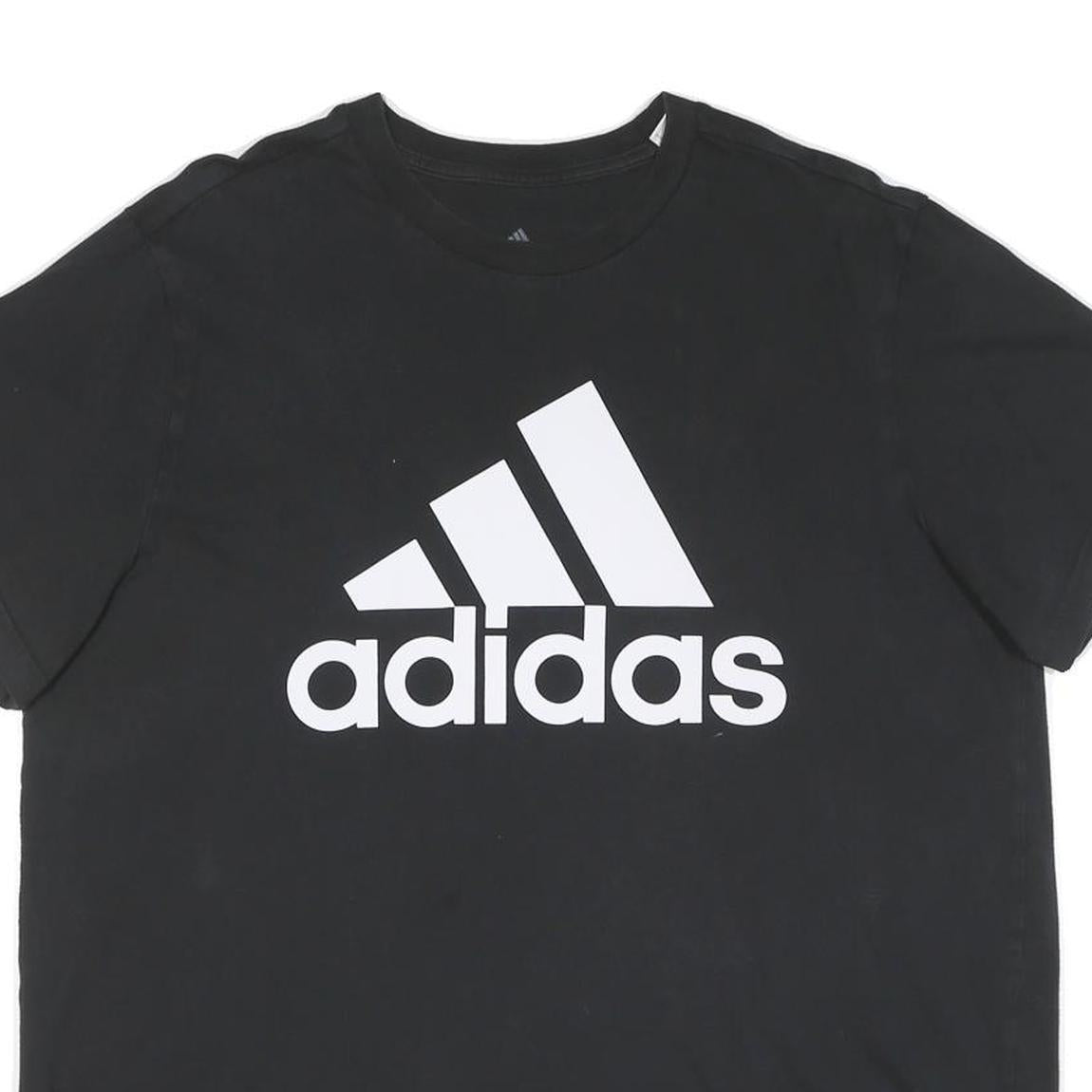 ADIDAS Mens Black Cotton Graphic T-Shirt XL Short Sleeve Crew Neck Sports Logo