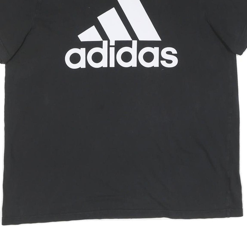 ADIDAS Mens Black Cotton Graphic T-Shirt XL Short Sleeve Crew Neck Sports Logo