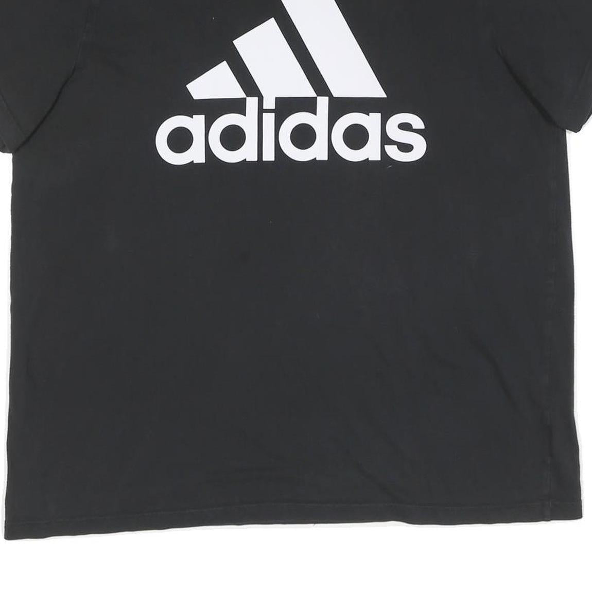 ADIDAS Mens Black Cotton Graphic T-Shirt XL Short Sleeve Crew Neck Sports Logo