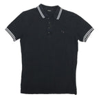 DIESEL Mens Black Polo Shirt XS Cotton Blend Short Sleeve Striped Collar