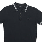DIESEL Mens Black Polo Shirt XS Cotton Blend Short Sleeve Striped Collar