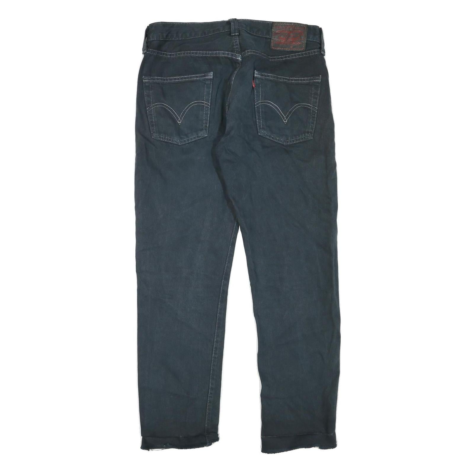 LEVI'S 501 Mens Jeans Black Regular Straight Denim W32 L27 Button Cotton Blend