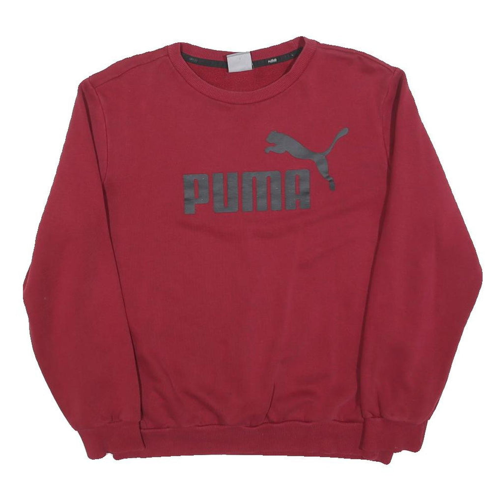 PUMA Mens Red Crew Neck S Cotton Blend Sweatshirt Logo Print