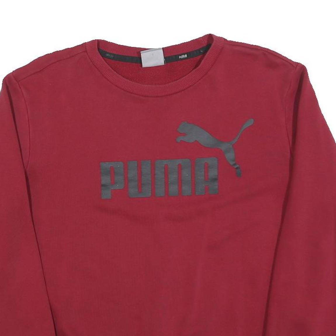 PUMA Mens Red Crew Neck S Cotton Blend Sweatshirt Logo Print