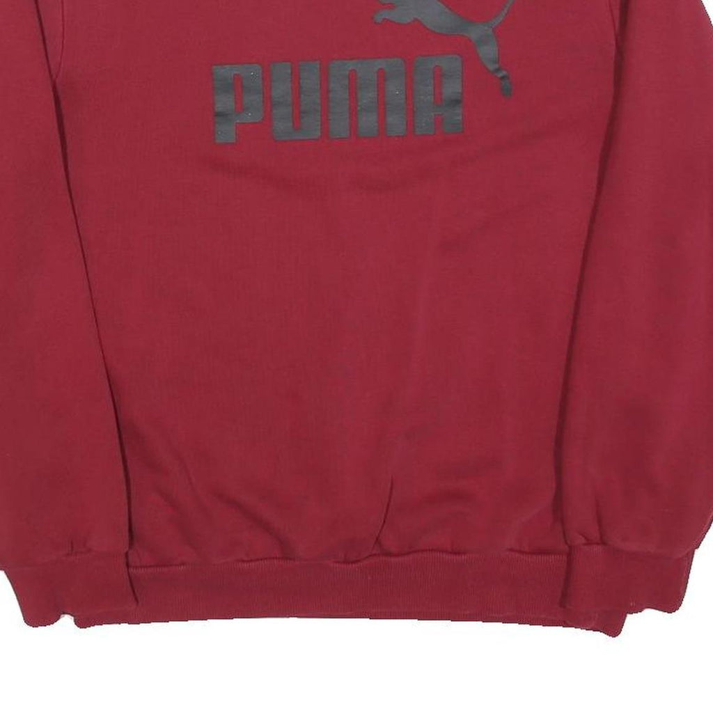 PUMA Mens Red Crew Neck S Cotton Blend Sweatshirt Logo Print