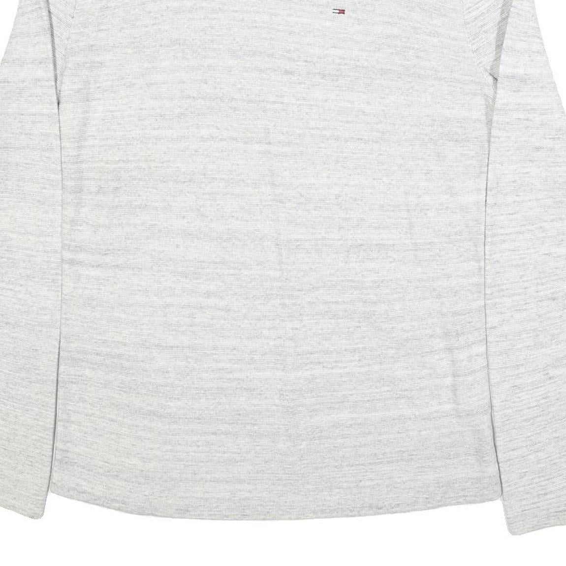 HILFIGER DENIM Mens Grey Plain Cotton Crew Neck Basic Knit Jumper S Casual