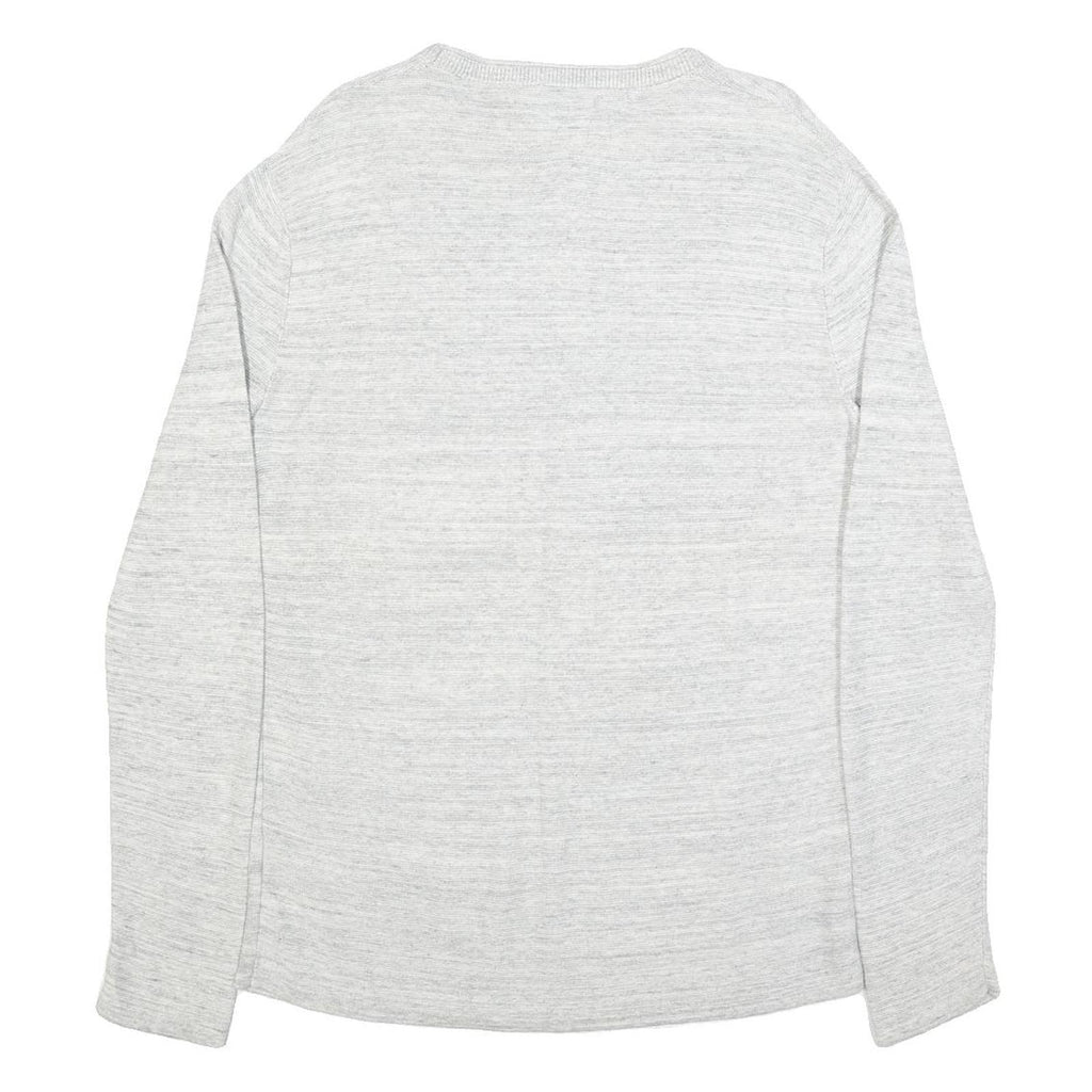 HILFIGER DENIM Mens Grey Plain Cotton Crew Neck Basic Knit Jumper S Casual