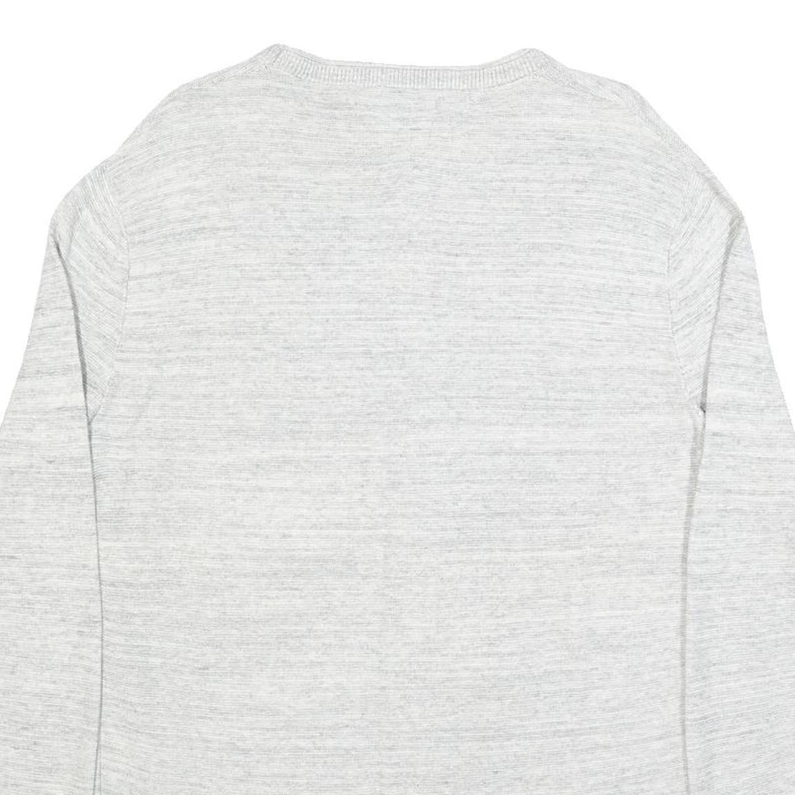 HILFIGER DENIM Mens Grey Plain Cotton Crew Neck Basic Knit Jumper S Casual