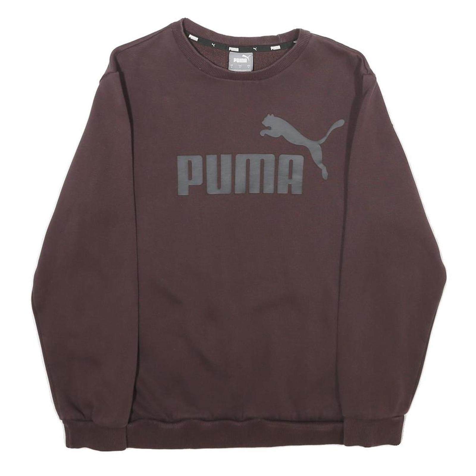 PUMA Mens Maroon Cotton Blend Crew Neck S Sweatshirt Sportswear Pullover