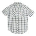 LEVI'S Mens White & Grey Check Western Shirt M Cotton Blend Short Sleeve Buttons