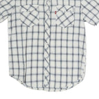 LEVI'S Mens White & Grey Check Western Shirt M Cotton Blend Short Sleeve Buttons