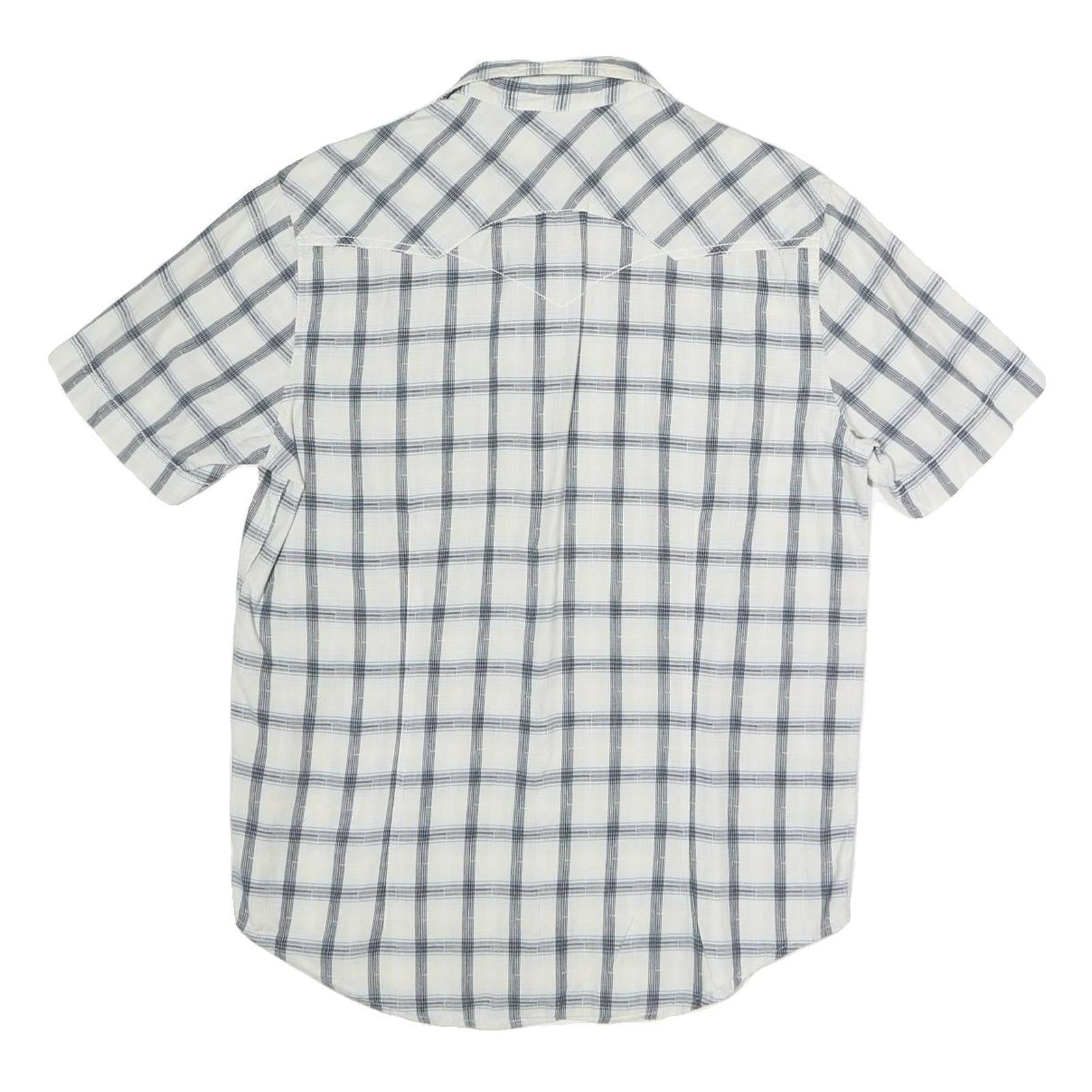 LEVI'S Mens White & Grey Check Western Shirt M Cotton Blend Short Sleeve Buttons
