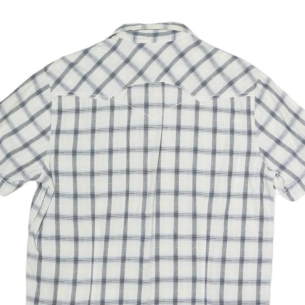 LEVI'S Mens White & Grey Check Western Shirt M Cotton Blend Short Sleeve Buttons