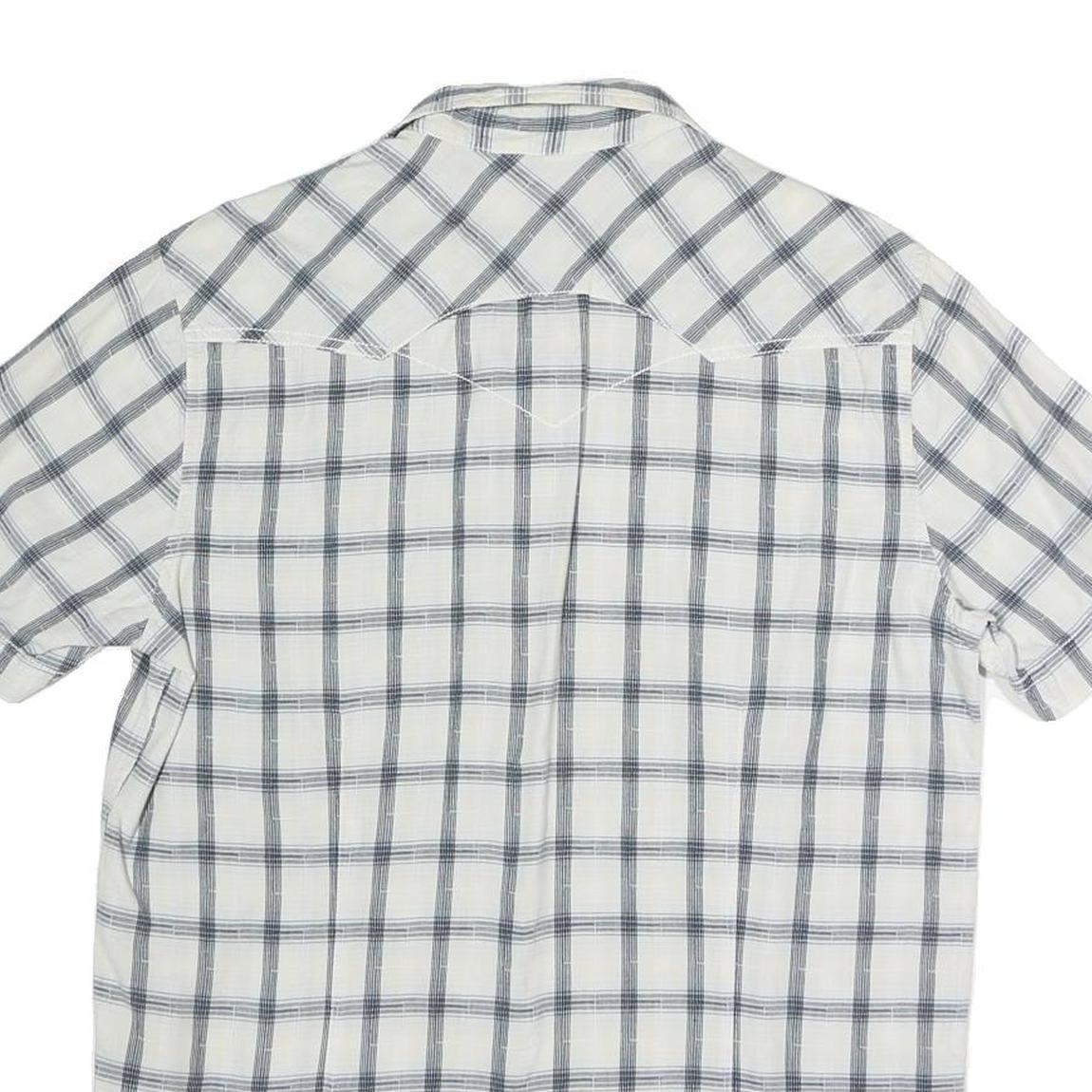 LEVI'S Mens White & Grey Check Western Shirt M Cotton Blend Short Sleeve Buttons