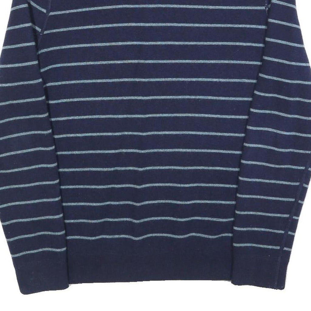 Mens Navy Blue Striped Plain Crew Neck Regular Fit Jumper Size M Casual