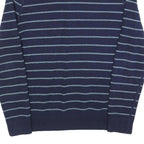 Mens Navy Blue Striped Plain Crew Neck Regular Fit Jumper Size M Casual