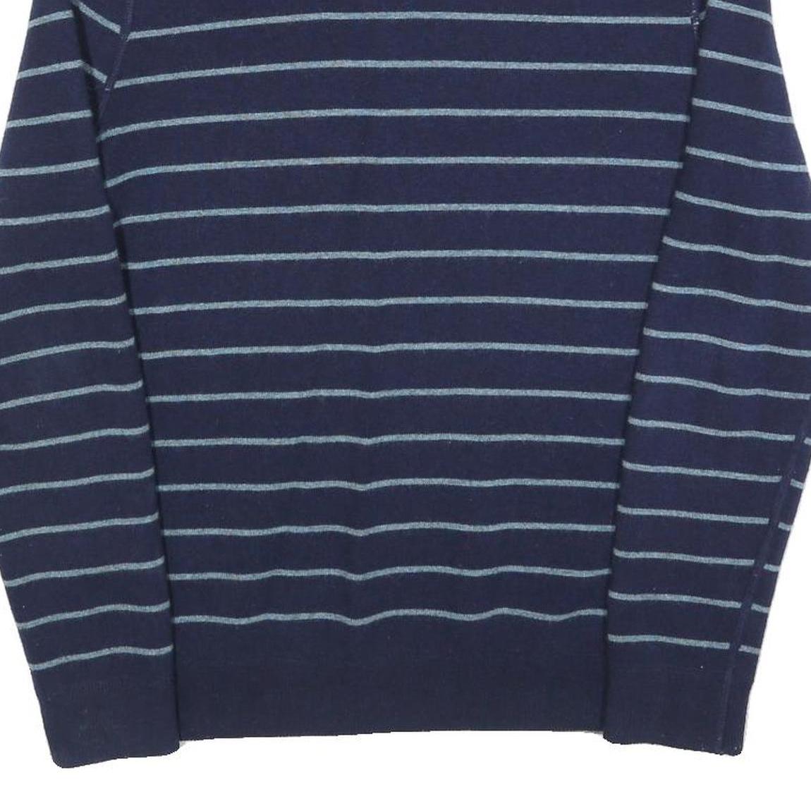 Mens Navy Blue Striped Plain Crew Neck Regular Fit Jumper Size M Casual