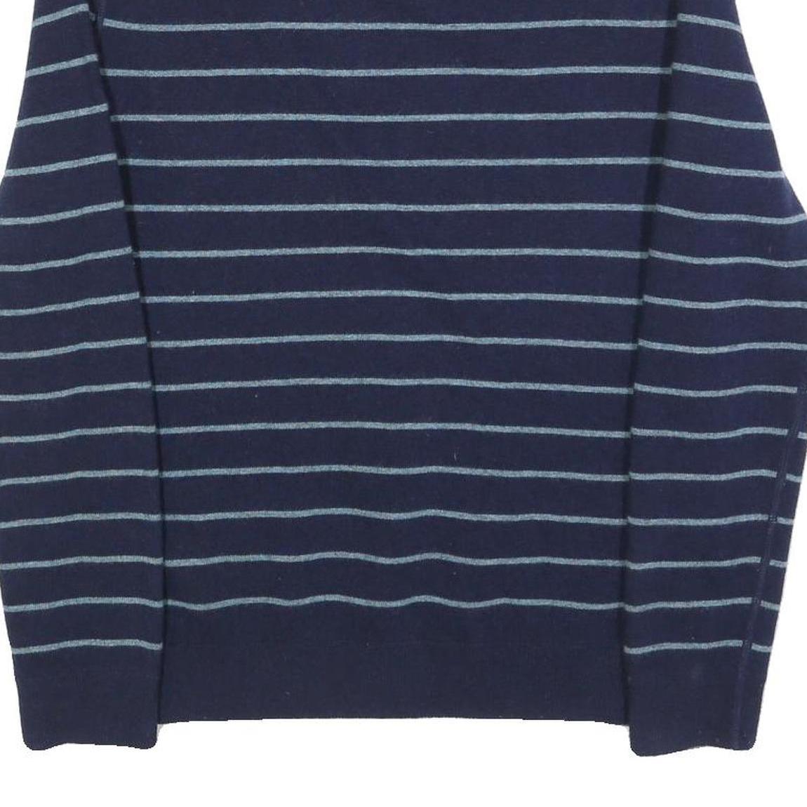 Mens Navy Blue Striped Plain Crew Neck Regular Fit Jumper Size M Casual