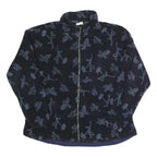 COLUMBIA Womens Navy Blue Jacket XL Polyester Zip Floral Pattern Outdoor Fleece