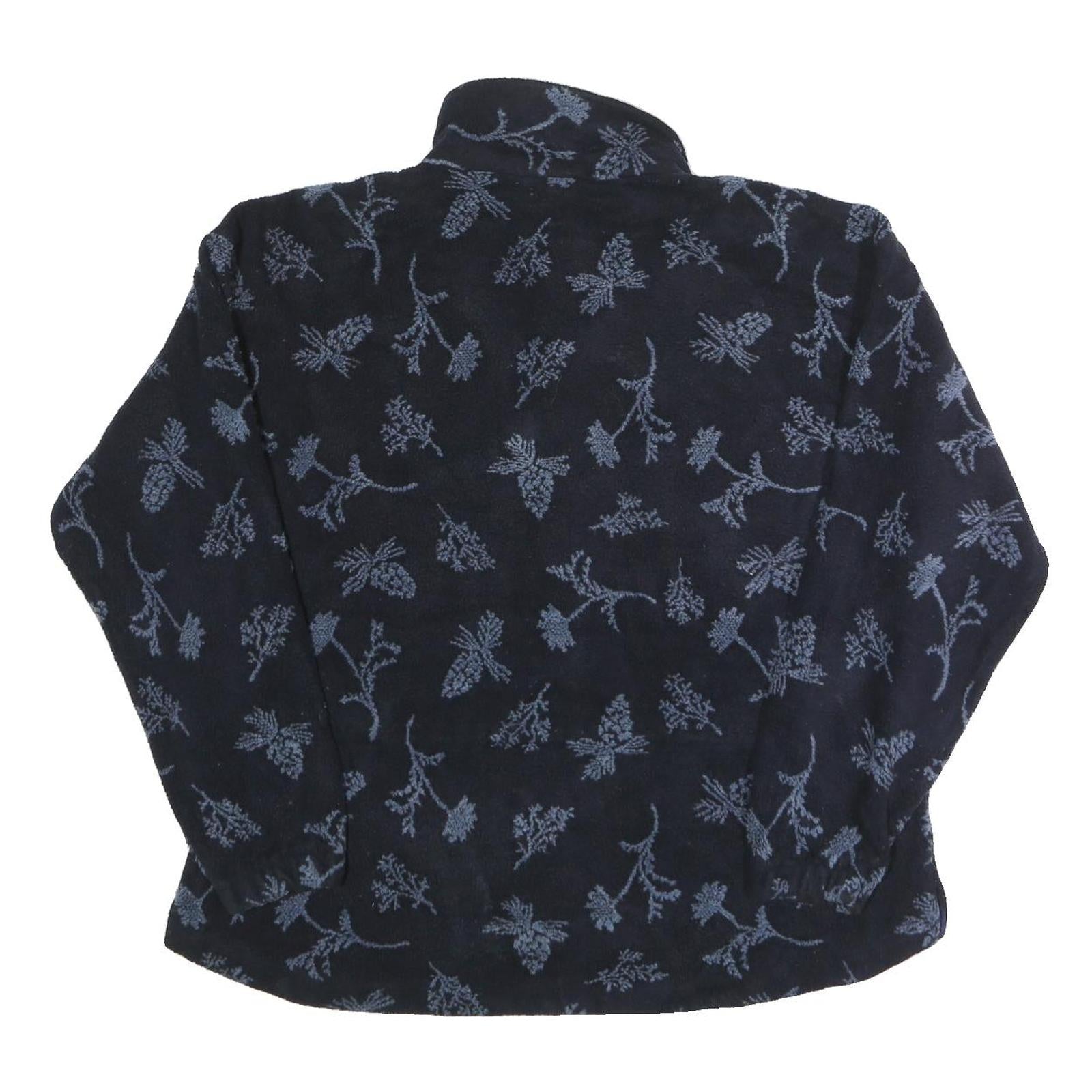 COLUMBIA Womens Navy Blue Jacket XL Polyester Zip Floral Pattern Outdoor Fleece