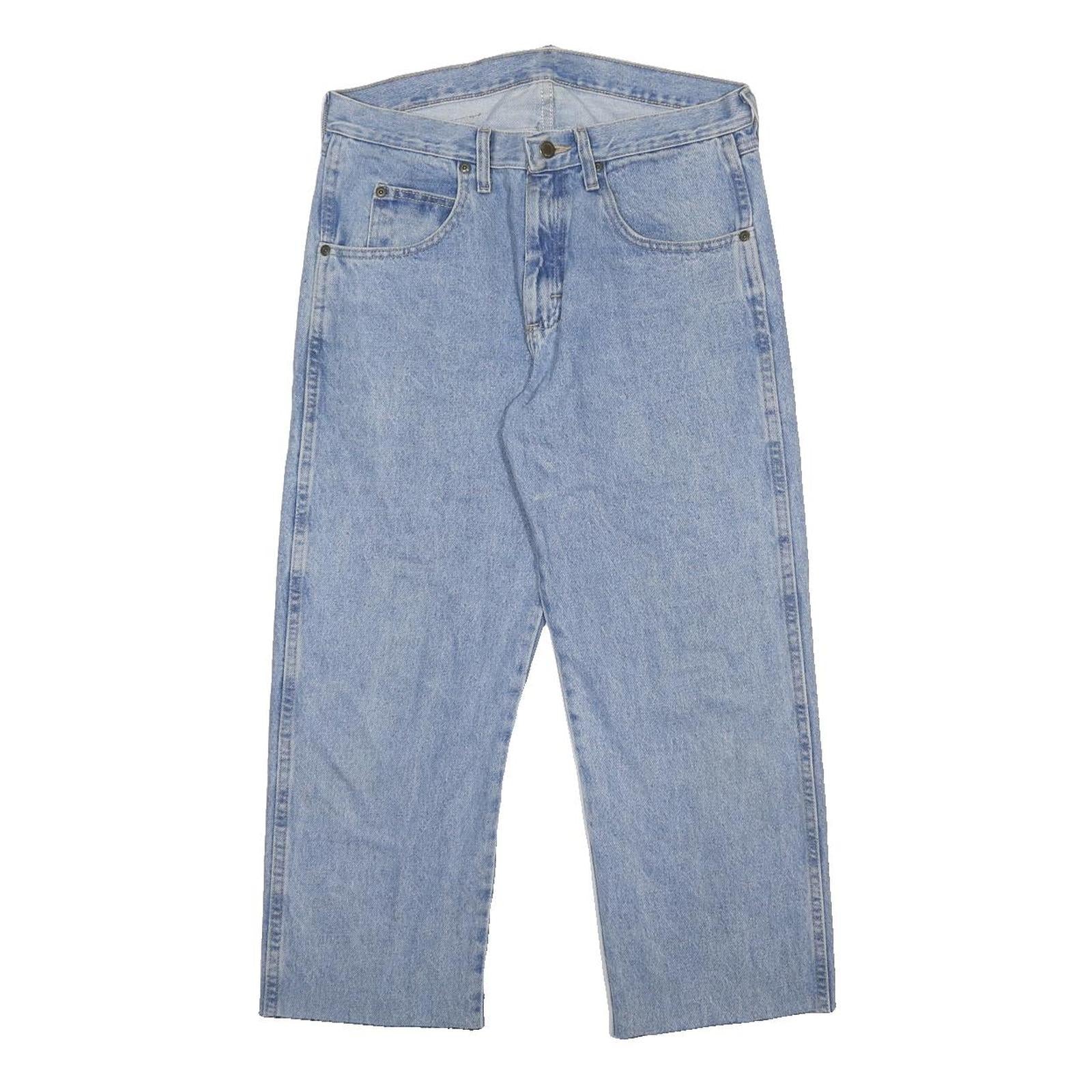 WRANGLER Mens Regular Fit Blue Denim Jeans W32 L25 Classic Cotton Zip Closure