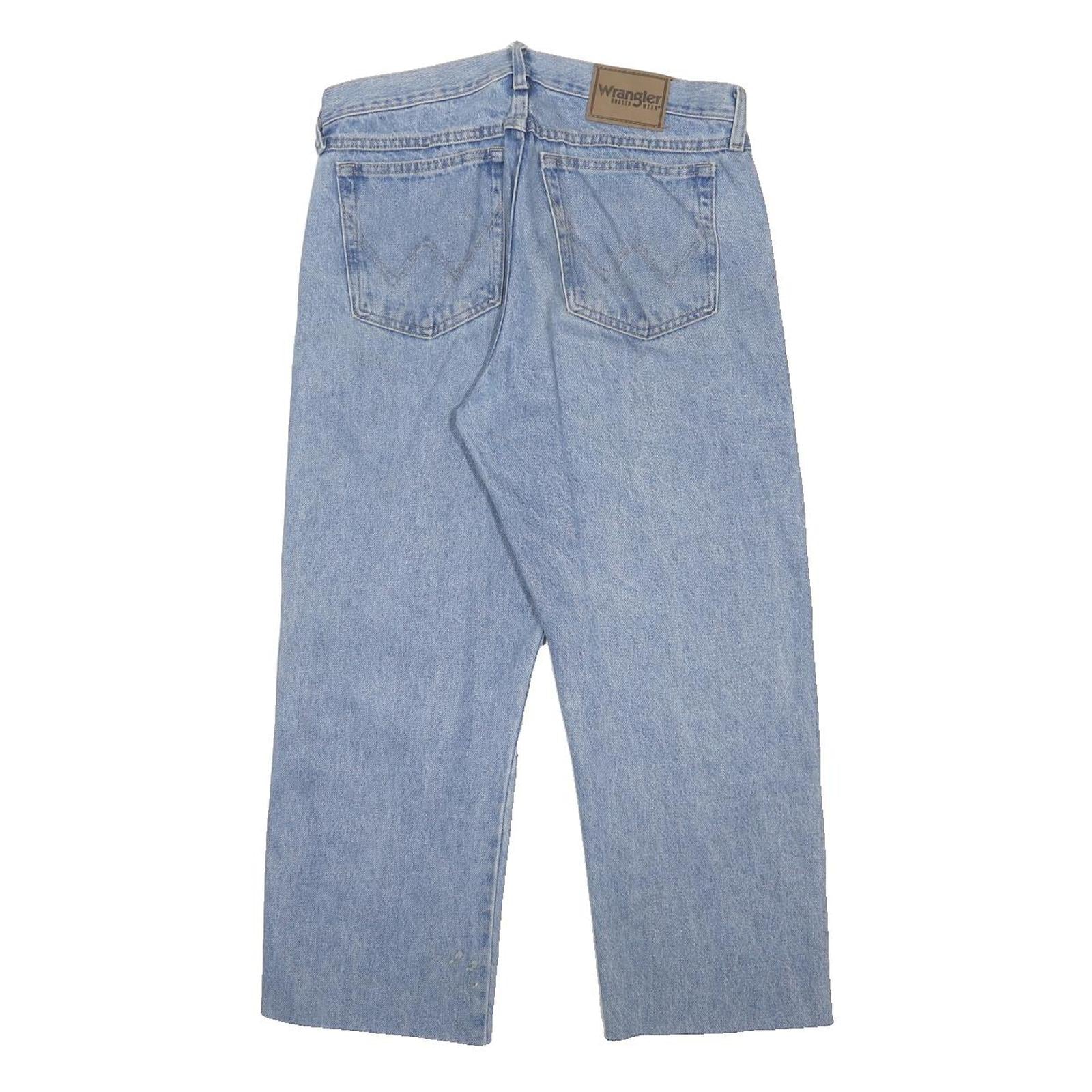 WRANGLER Mens Regular Fit Blue Denim Jeans W32 L25 Classic Cotton Zip Closure